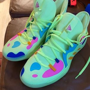 Yellow adidas basketball shoe harden